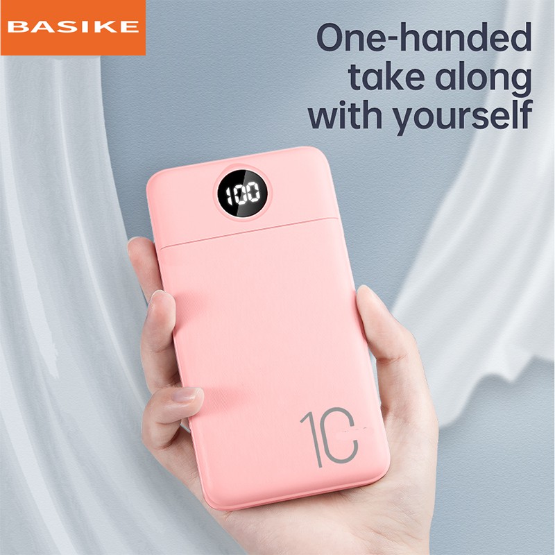 PowerBank 20000mah 10000mah Fast Charging Power Bank Dual Input Port Type C & Micro USB Original Quick Charger Real Capacity mini murah Iphone 13 mini pro max 11 10 8 7 6 xiaomi Samsung Oppo Vivo  iphone xr x hp Realme Redmi infinix Ipad Batteries Ga-PT126 -merah muda