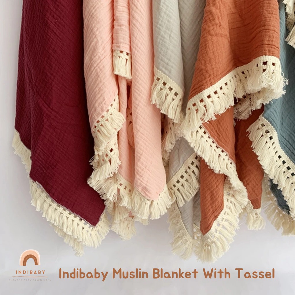 Indibaby Muslin Blanket with Tassel