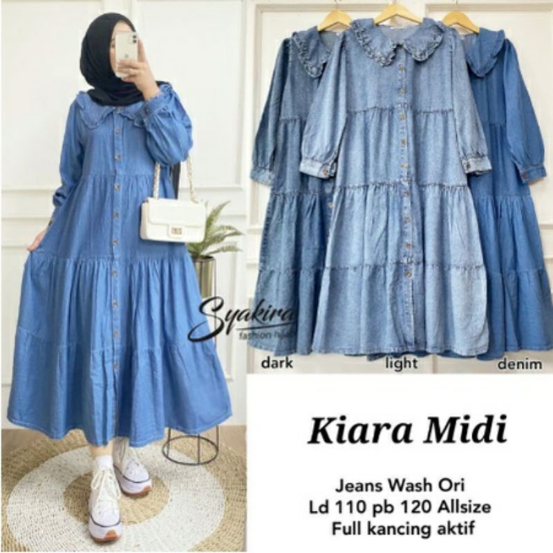 GAMIS MIDI DRESS JEANS WANITA HIGH QUALITY