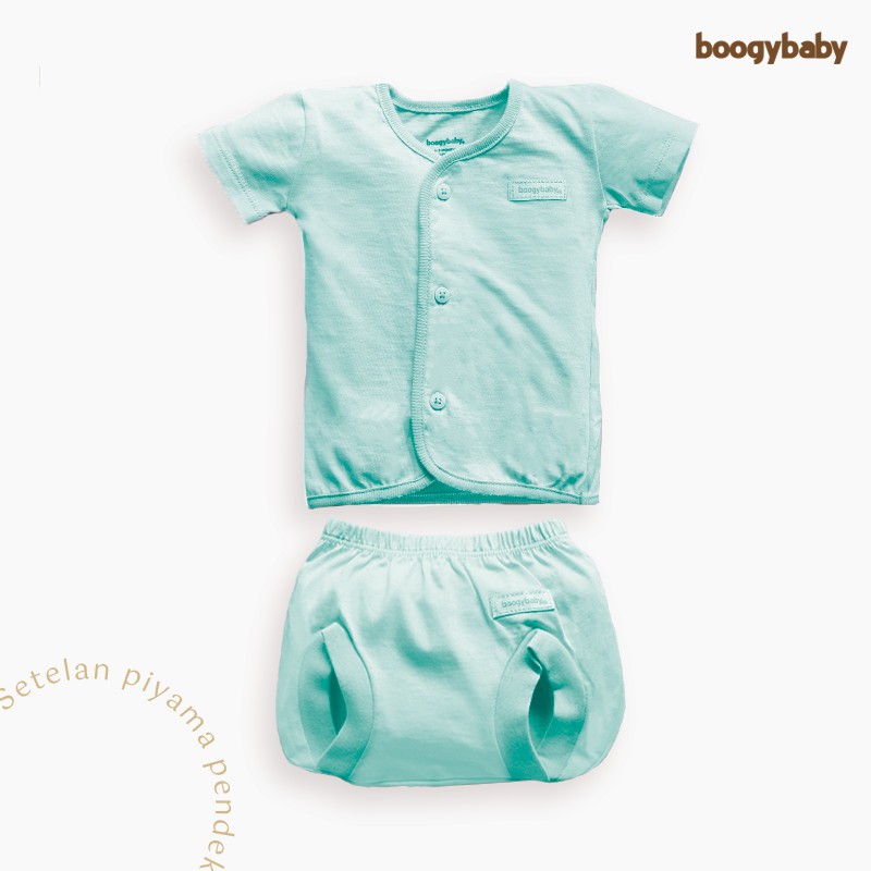 Makassar ! Setelan Pendek Bayi BOOGYBABY Basic Solid Compact 0-6 BLN ( 1 PSG )