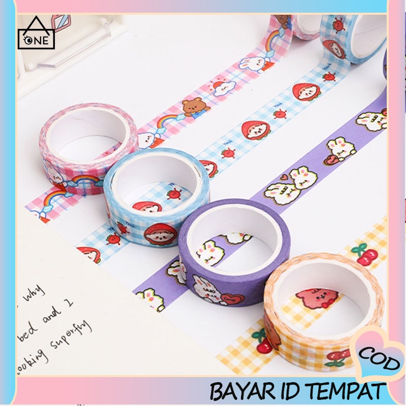 COD❤1 Pc Hewan Lucu Washi Tape Decor Masking Tape Jurnal Scrapbook Dekorasi DIY A one