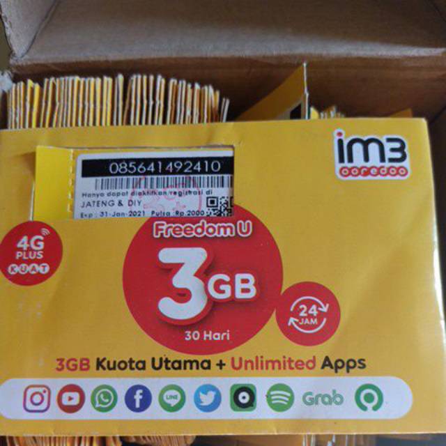 Indosat 3+unlimited Fup 15gb