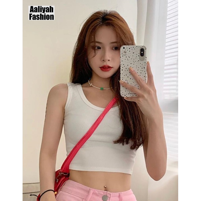 TANK TOP SINGLET CROP TOP BAJU POLOS WANITA SPANDEK PREMIUM - ALCT 04