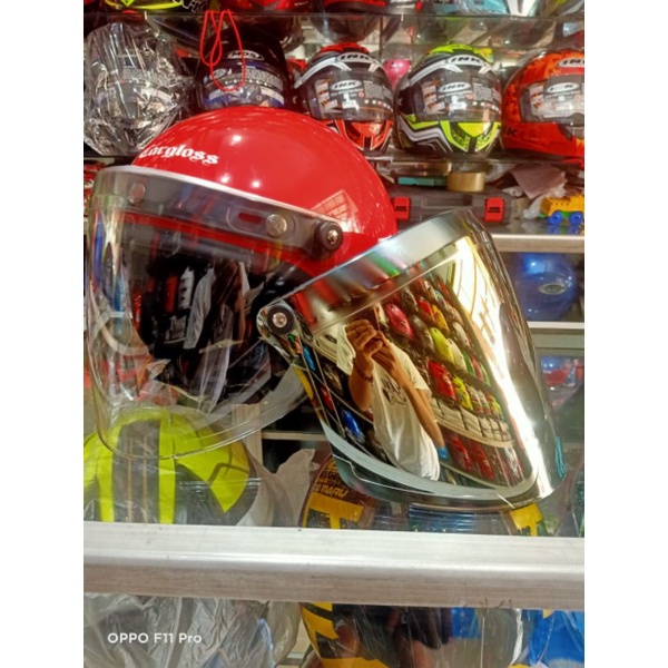 Visor flat bogo bening retro model venom open iridium silver / kaca datar Helm Bogo / retro harga grosir warna bening / smoke