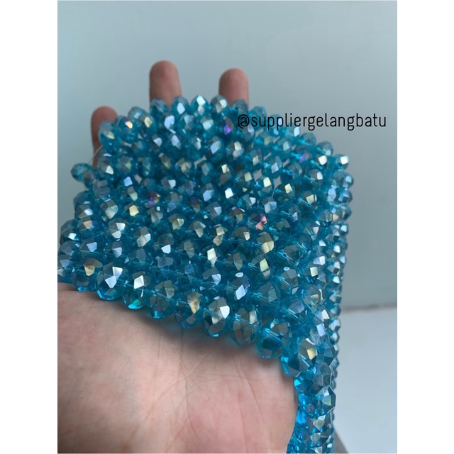 Crystal Ceko 12mm Soft Blue QUARTZ kristal kuarsa biru laut bahan craft bahan kalung gelang anting strap mask kerajinan tangan craft citayam fashion week etink vintage elegan bali manik crystal perhiasan