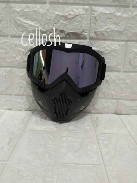 Kacamata Goggle Mask Motor Retro Kacamata Helm Pelindung Wajah