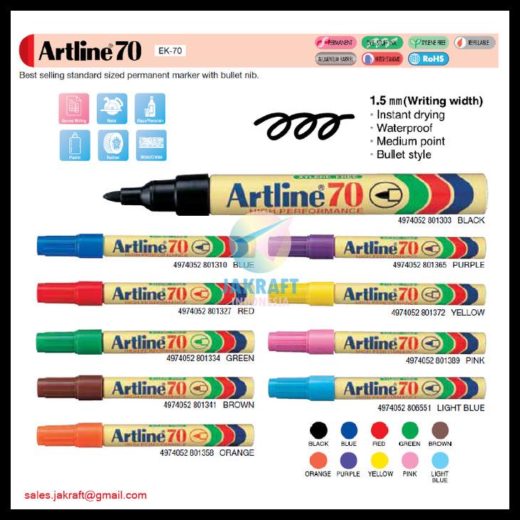 

Spidol Permanen Artline Permanent Marker Ek-70 Anti Air 1.5 Mm Kode 1382