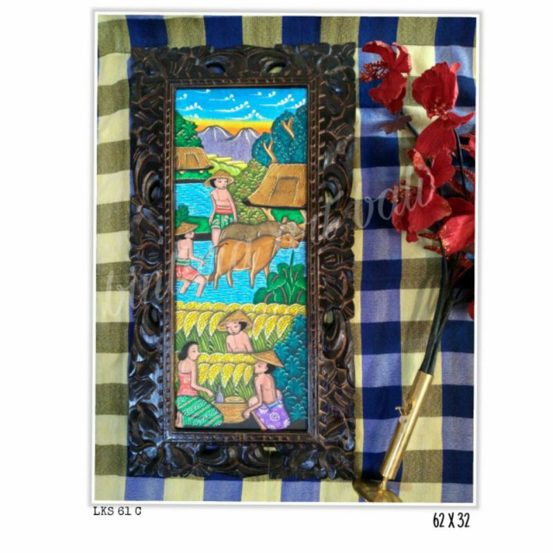lukisan kanvas lukisan dinding frame hiasan dekorasi pajangan dinding souvenir bali
