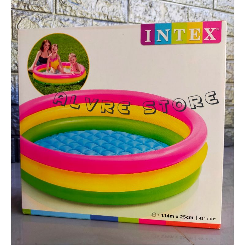 Kolam Renang Anak Pelangi 57412 114X25CM INTEX - Kolam Mandi Bola Anak Pelangi Gemoy