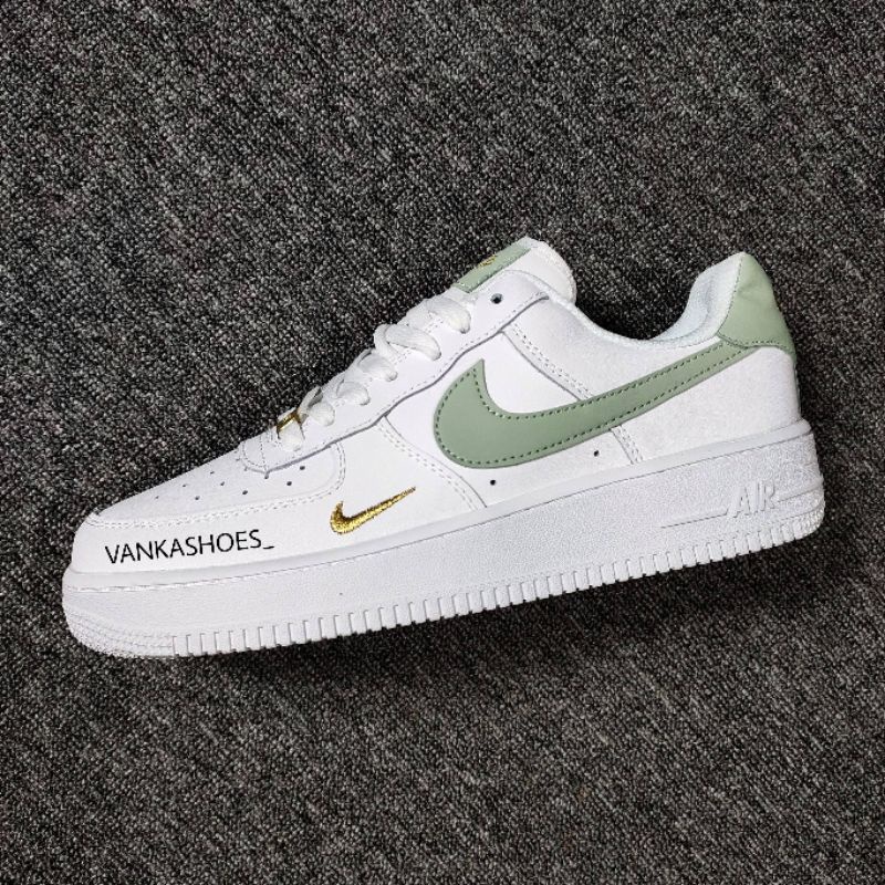SEPATU BISA COUPLE COWO CEWE - NIKE AIR FORCE 1 LOW MINI SW WHITE GREY GREEN
