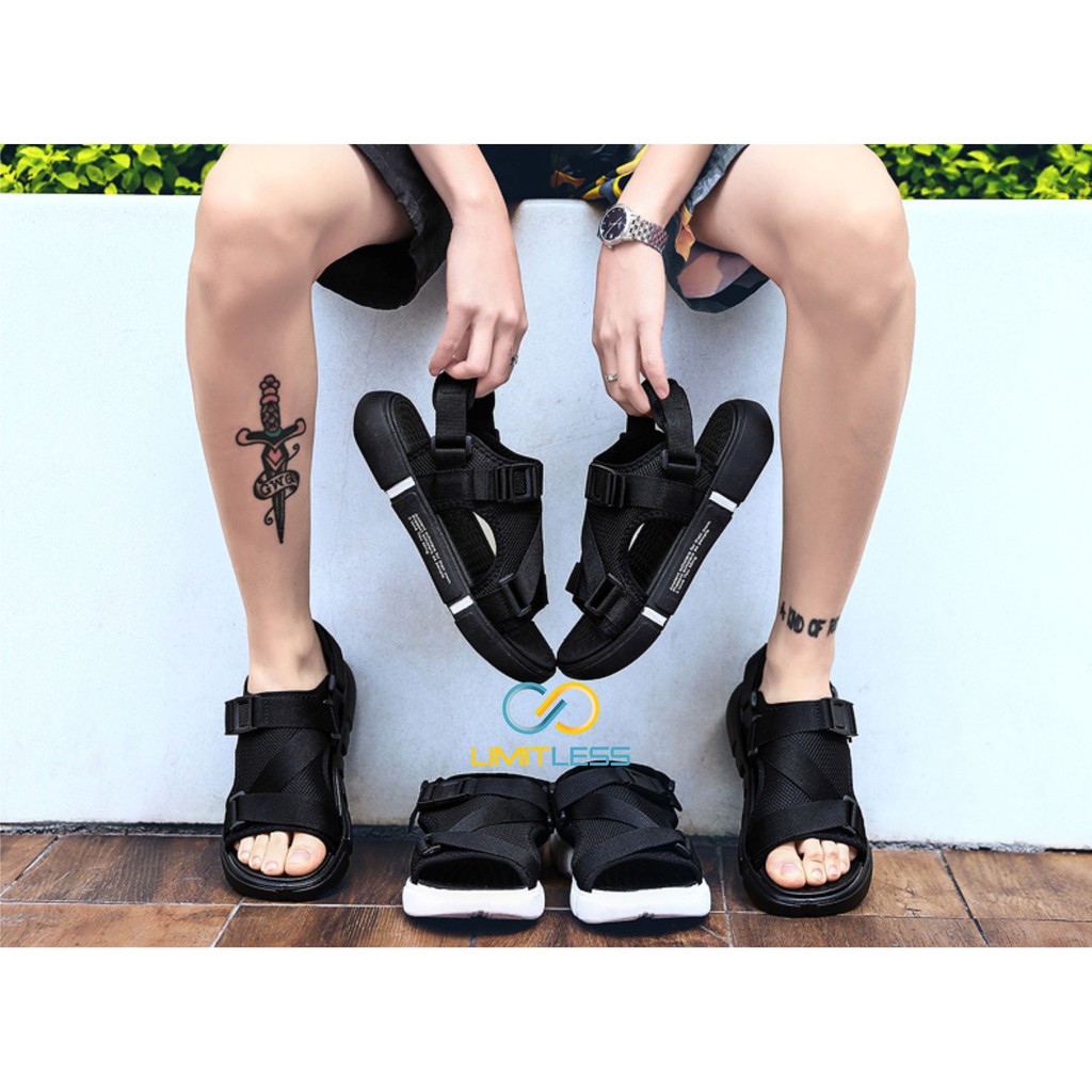 Sepatu Sandal Pria Casual Korean Style Sendal Pria Tali Hitam Trendy Sandal Cowok Slip On Kasual