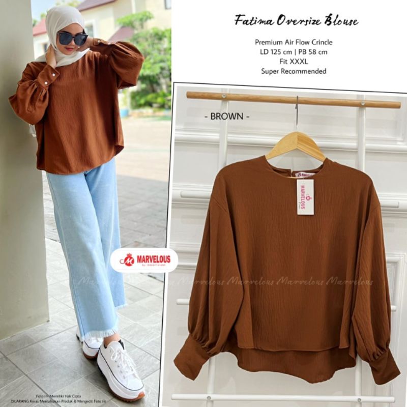 FATIMA OVERSIZE BLOUSE BY MARVELOUS (BLOUSE WANITA) Blouse muslimah polos modern rekomended