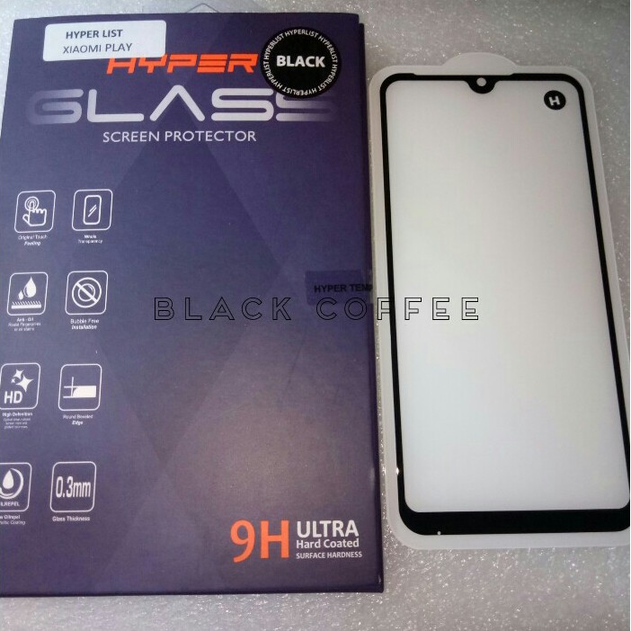 Tempered glass full mi play/mi9 SE / mi 8lite/a2lite pocophone screen guard HYPER LIST