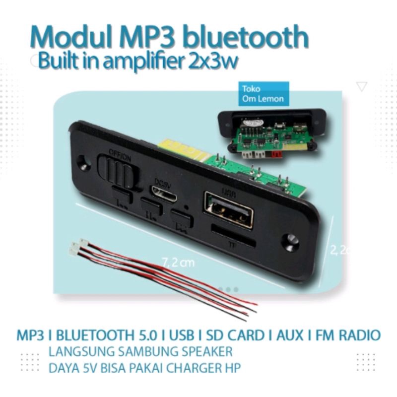 Modul Bluetooth MP3 FM radio 3-5volt ampli 2x3watt