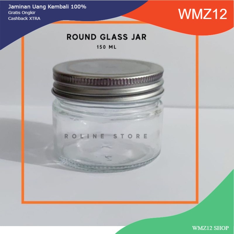 JAR KACA IMPORT 150ML TUTUP ALUMUNIUM
