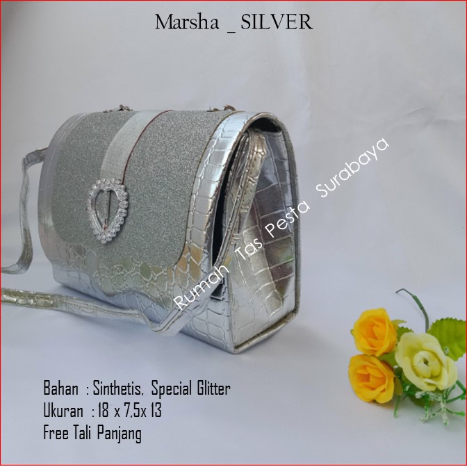 Tas Imut,Tas Kondangan,Tas Gliter,Marsha _ SILVER