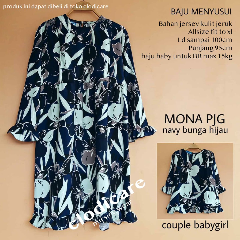 Dress Baju Hamil dan Menyusui Mona Panjang Couple LD 100 jumbo big size xxl rayon katun Mamigaya