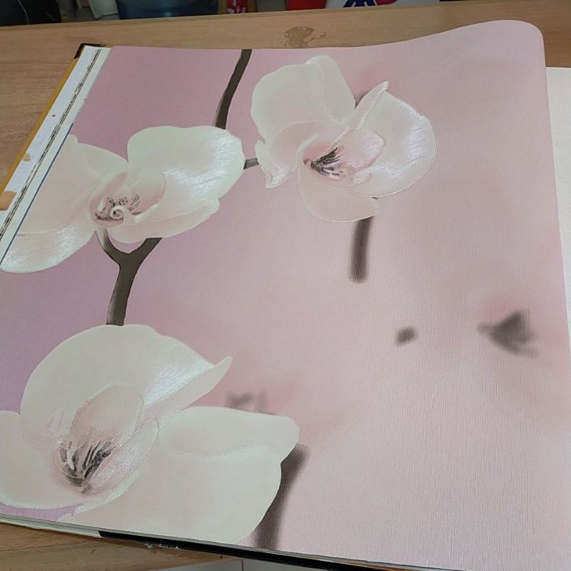 wallpaper dinding sale bunga 3D pink kuning biru ungu