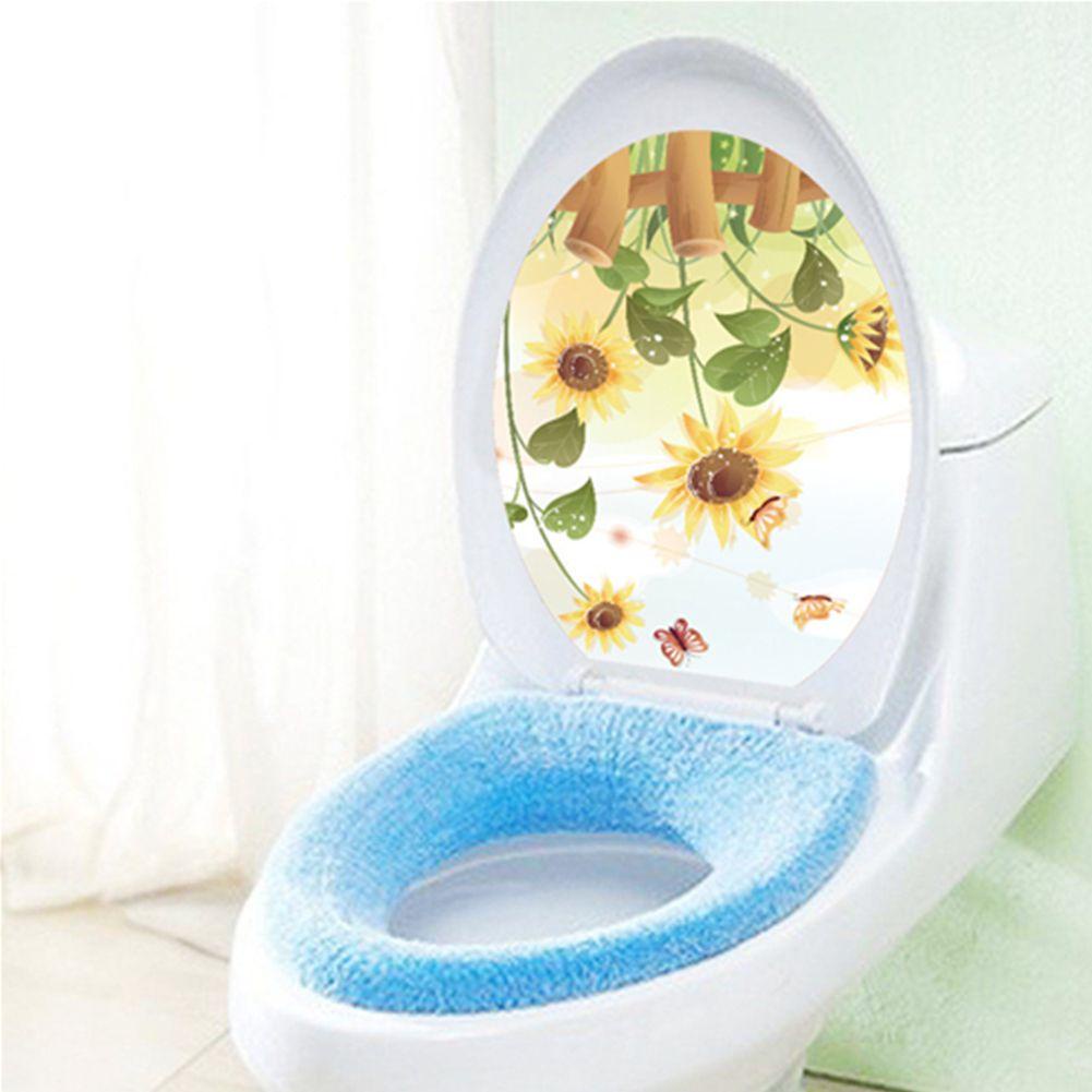 R-flower Sunflower Toilet Stiker Mural Art Decals Mural Stiker Tile Toilet Kamar Mandi Tk Stiker Hias Stiker Dinding