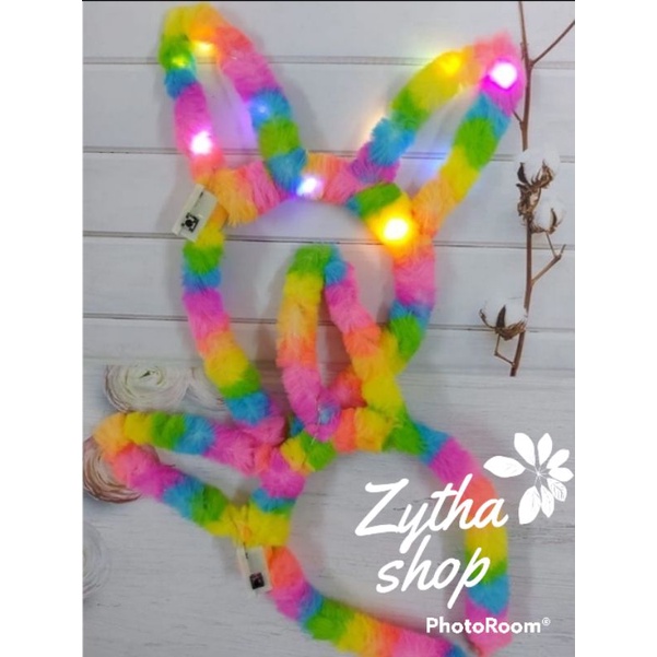 Bando Kelinci Bulu LED / Bando Kelinci Rainbow