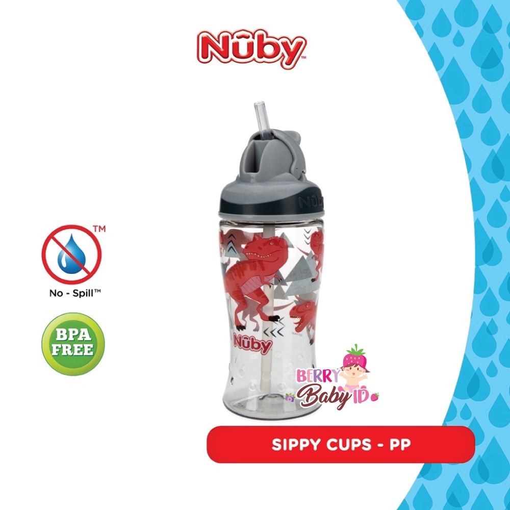 Nuby Thirsty Kids Sport Bottle Flip It Straw Botol Minum Sedotan Bayi Berry Mart