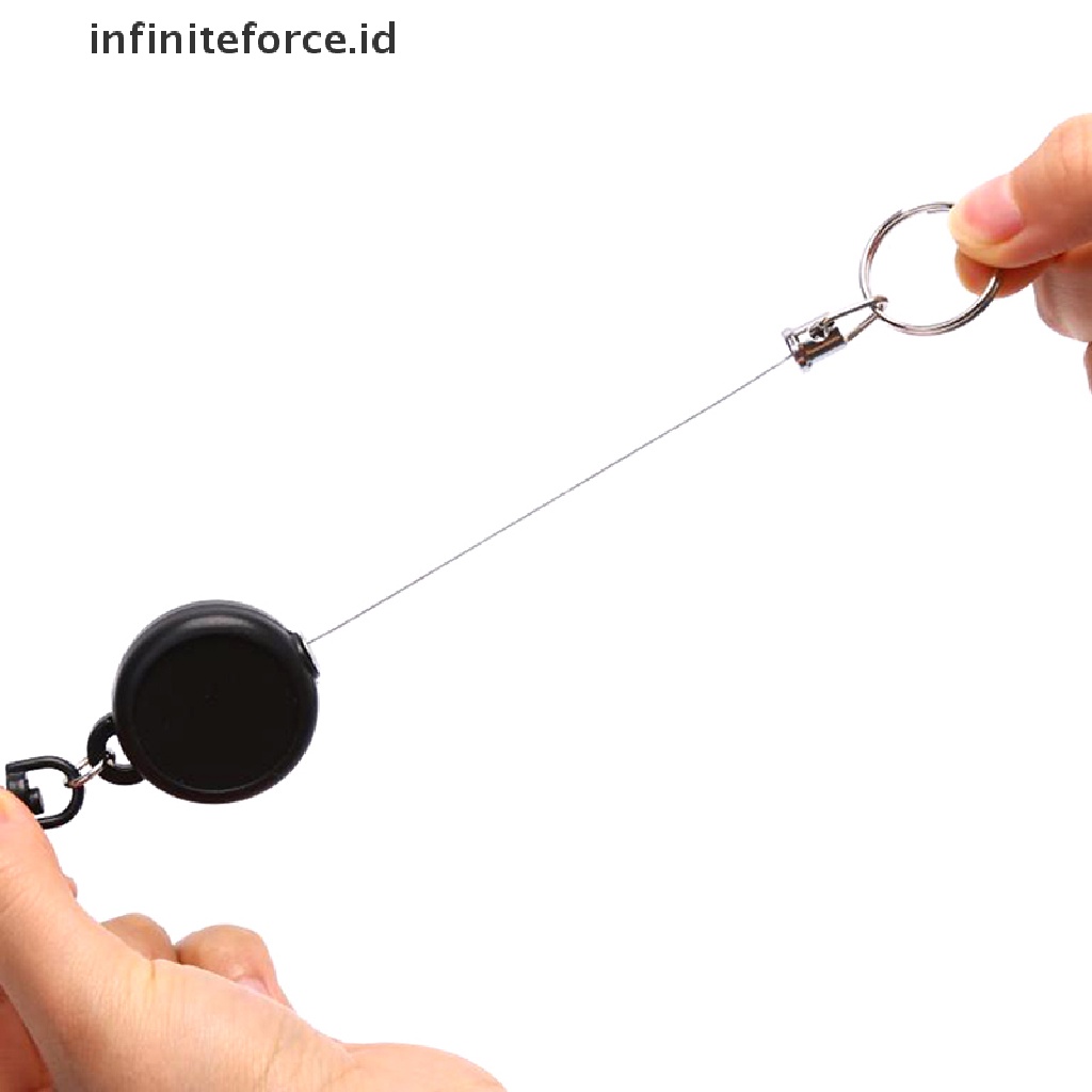 Infiniteforce.id 1pc Holder Kartu Id / Badge Retractable Warna Hitam Ukuran 60cm