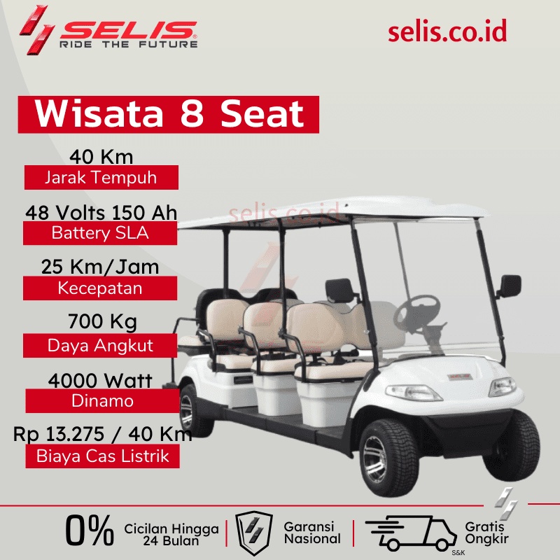 BOOKING FEE -  SELIS WISATA 8S - MOBIL GOLF LISTRIK