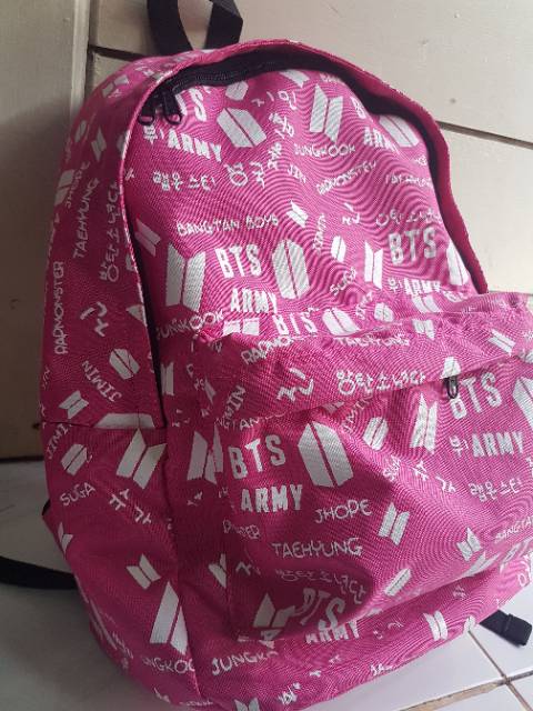 Tas bts bangtan boys full print kpop backpack ransel tas sekolah pink