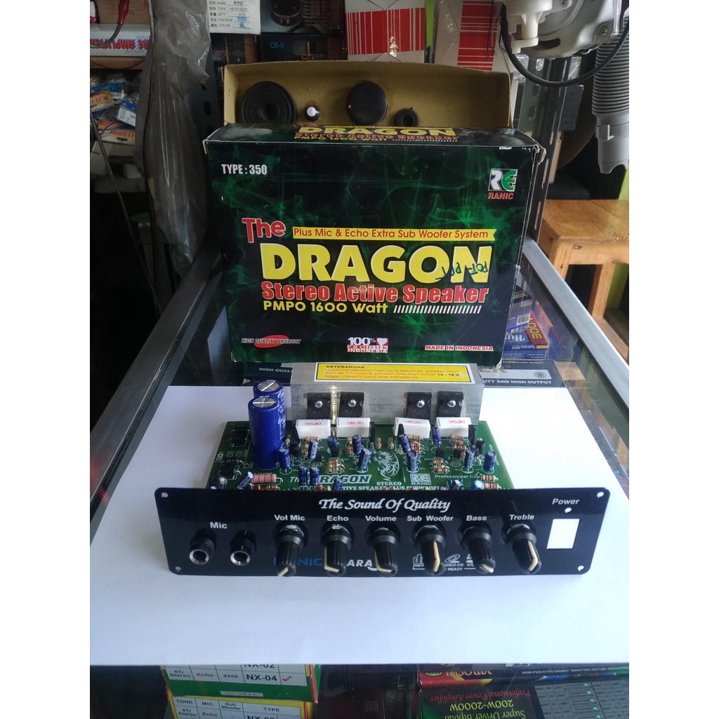 Kit mesin speaker aktif karaoke stereo dragon 150 watt