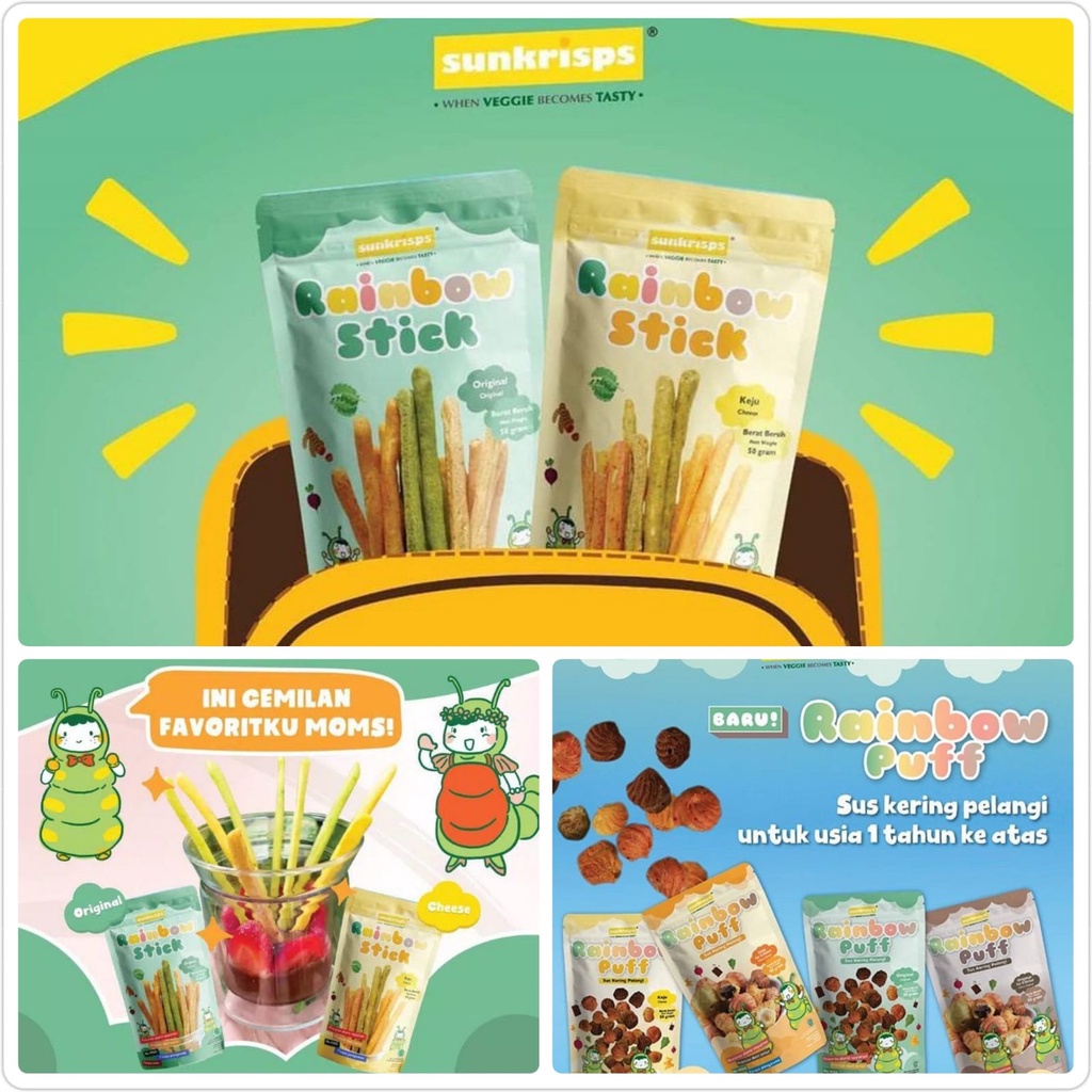 Sunkrisps Rainbow Puff -Baby Soes Organik -Biskuit Snack Cemilan MPASI Anak Balita