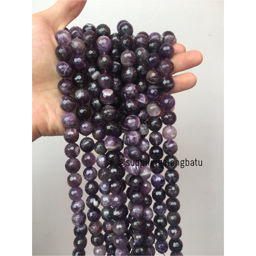 Batu kecubung brazil asli FACET 14mm CUTTING purple amethyst asli ungu