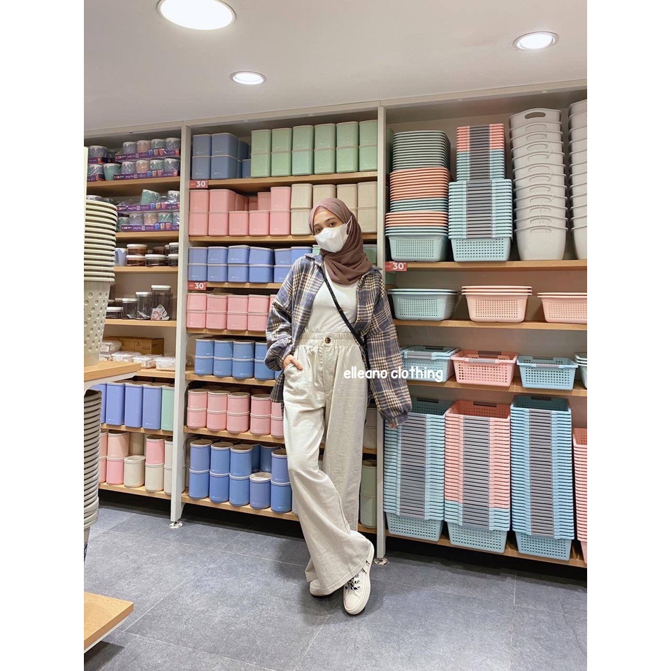 Elena Cullote Pants | Celana Panjang Kulot Wanita | Celana Panjang Linen Premium Highwaist | Linen Wide Leg Cullote Pants-2