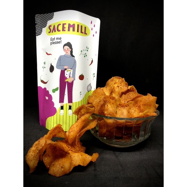 

kripik singkong / kripik pedas / kripik kriuk / kripik gurih / kripik pedas daun jeruk / cemilan pedas / cemilan bandung / cemilan gurih