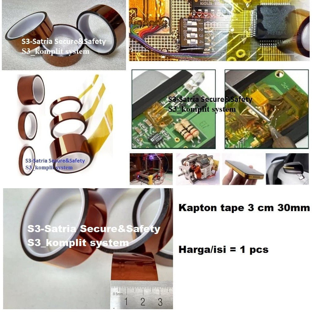 Kapton tape 3 cm 30mm isolasi Tahan Panas Solder HP 3D printer Koptan