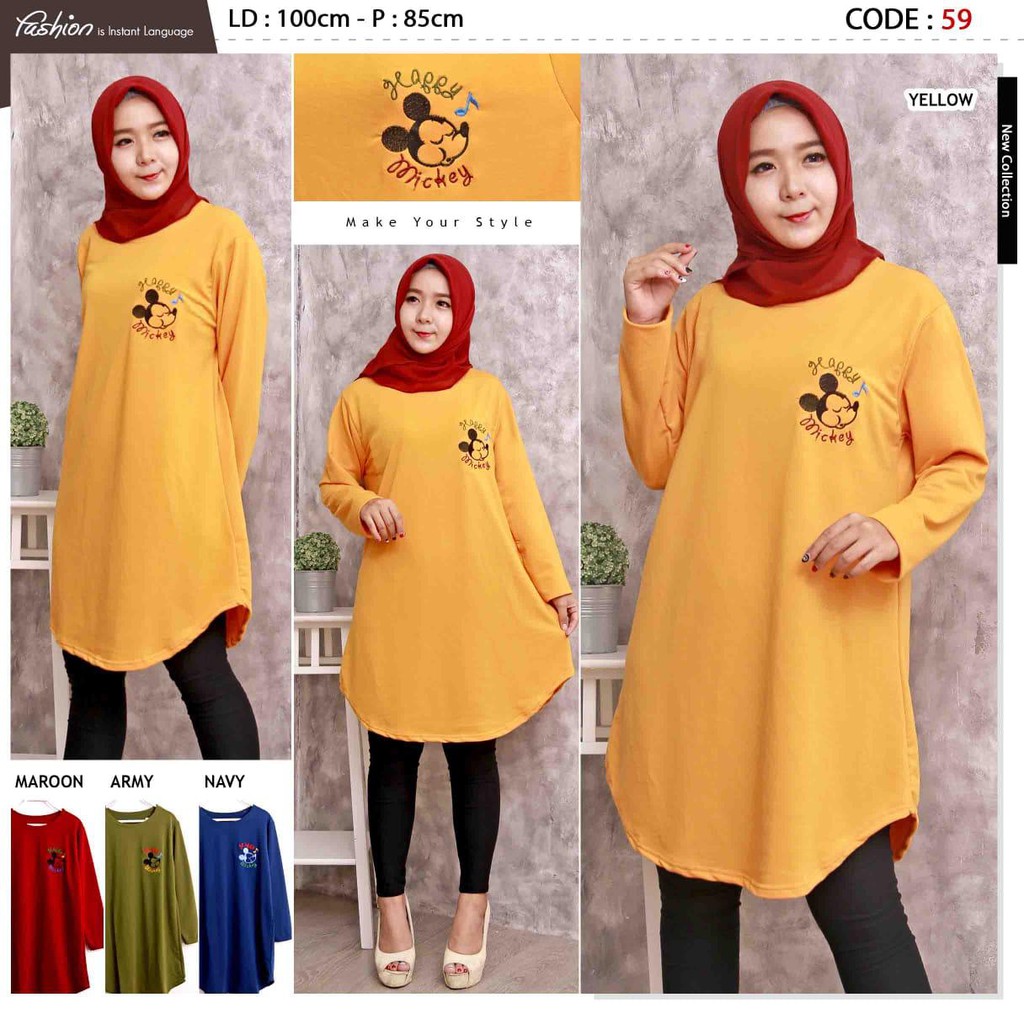 Tunik Muslim Bordir Fit XL-XXL LD 100 Melar Bhn Babyterry Import Premium A1