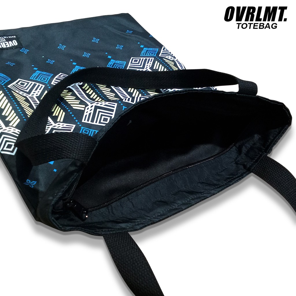 Tas Totebag OVERLIMIT Etnic Desain 1 Tote Bag Resleting Serba Guna / Totbag Distro Tas Tootbag Casual Tot Bag Motif Bahan Parasut