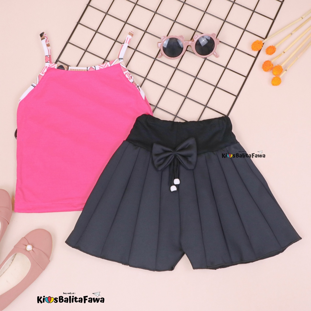 Setelan Mixed Pop uk 1-2 Tahun / Atasan Anak Perempuan Tanktop Rok Celana Polos Set Baju Kensi Cewek