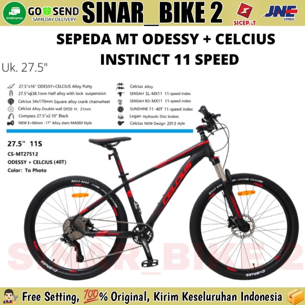 Sepeda Gunung 27,5 MTB CELCIUS ODESSY INSTINCT Alloy 11 Speed Hidrolik