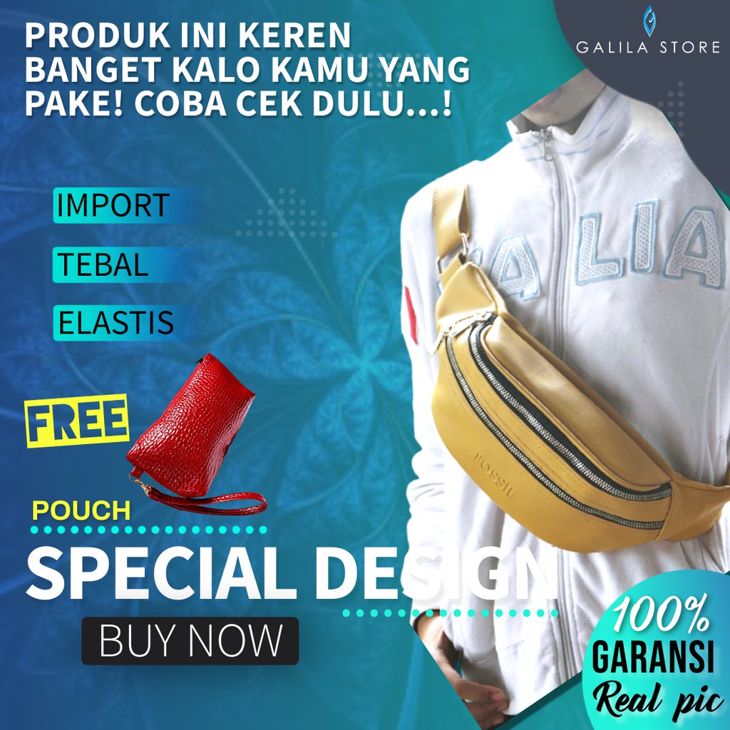 Tas Selempang Waistbag Waisbag Pinggang Dada Depan Unisex Pria Wanita Kulit Import Premium Terbaru