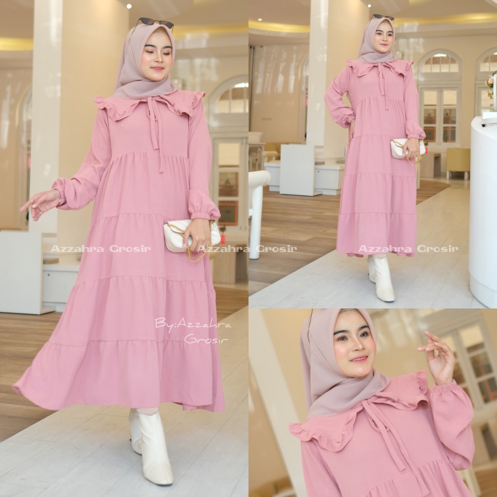 Marica Midi Dress Ld 104 - Dress Crinkle AirFlow Jumbo Bigsize Oversize Busui Bumil / R.1 - 335-6764