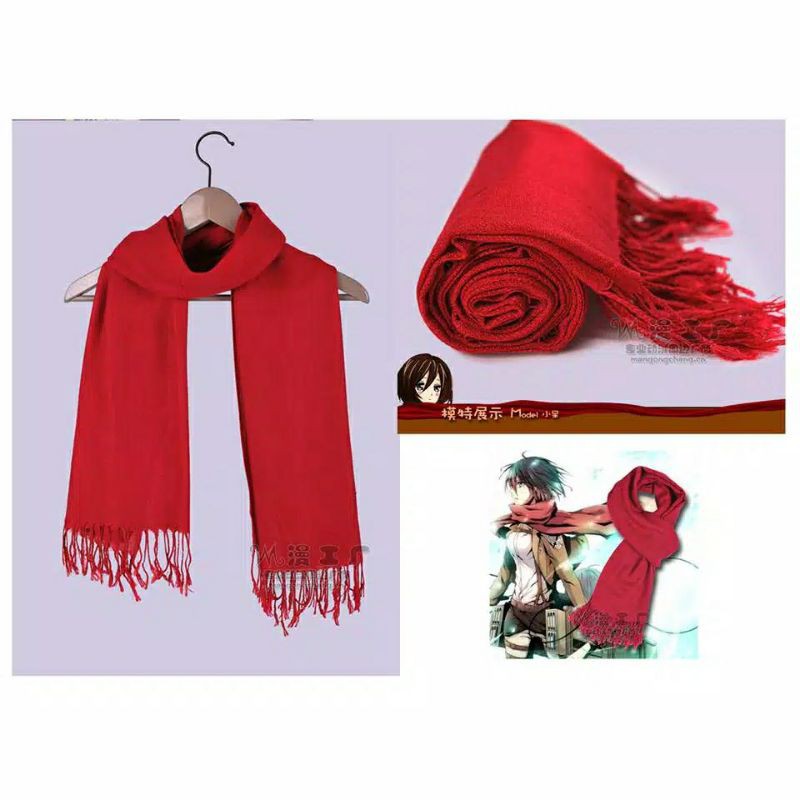 New ImporT Red Syal Ayano Mikasa Atack on Titan Syal Naruto the last