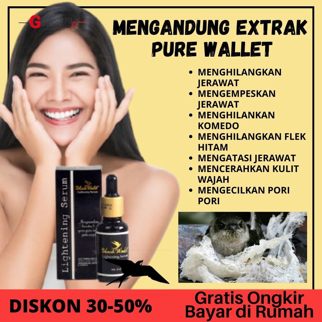 SERUM PEMUTIH WAJAH PENGHILANG BEKAS JERAWAT BLACK WALET LIGHTENING SERUM ORIGINAL BPOM