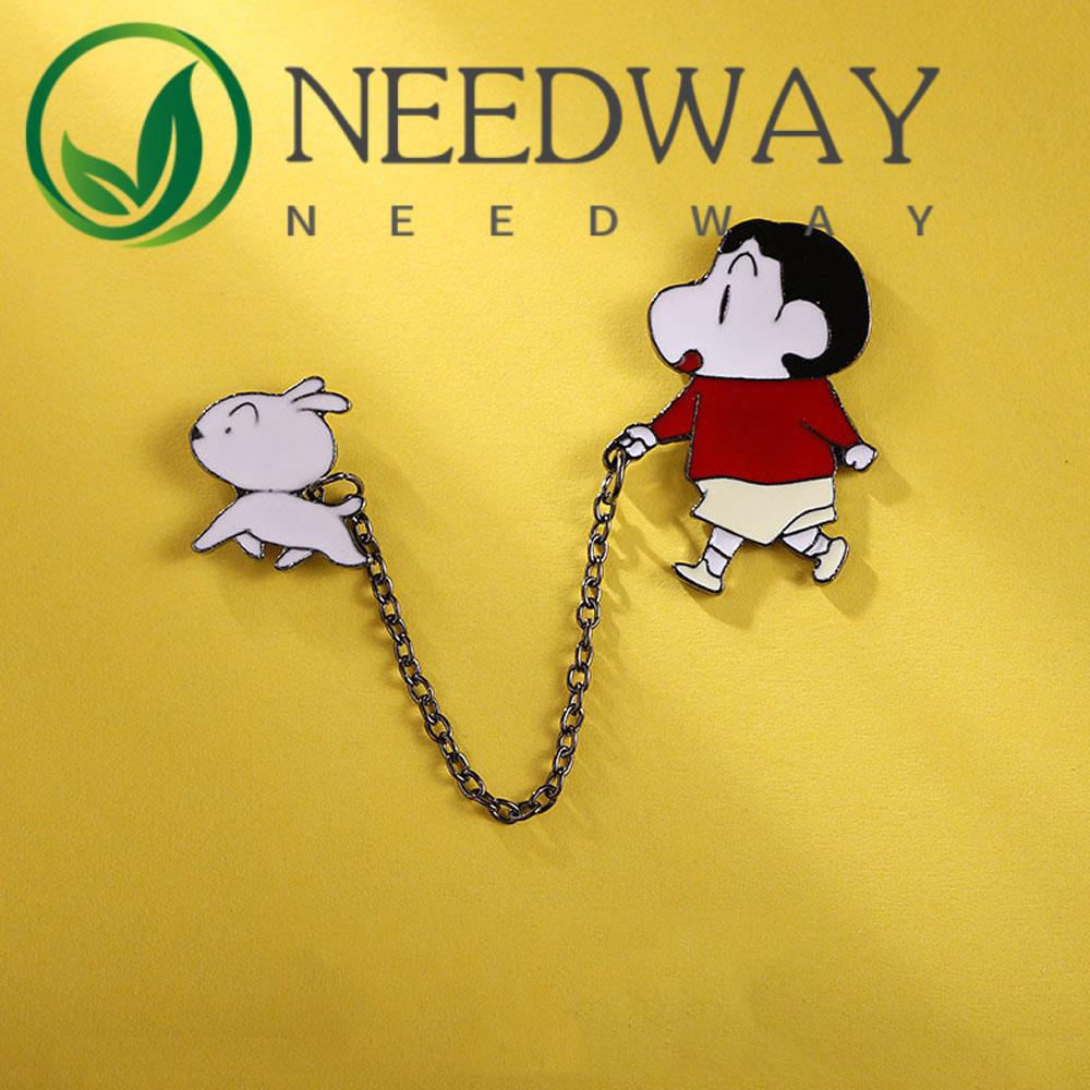 Needway  Enamel Crayon Shin-Chan Brooch Pin Animal Dog Collar Accessories Badge Pin Anime Unique Bag Decoration Cartoon Collection Gift Fashion Jewelry