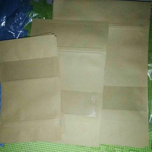 Standing Pouch Klip Kraft Window/plastik Berdiri Jendela 20x29cm Isi 10lbr