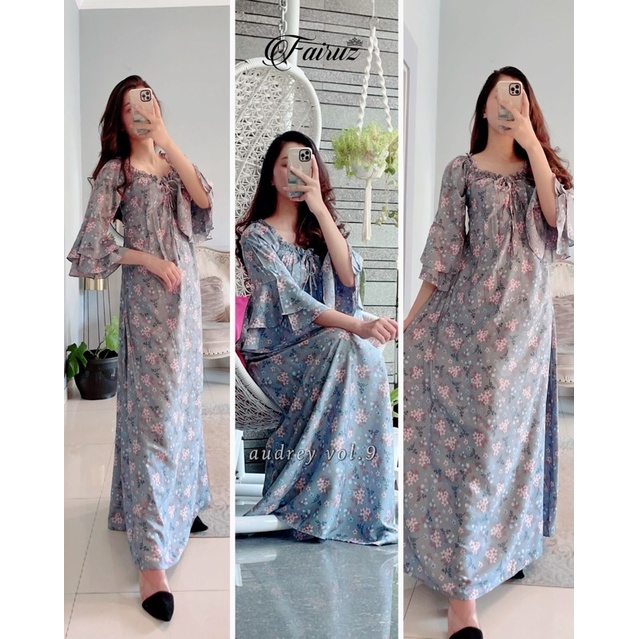 Daster arab FAIRUZ AUDREY Homedress Rayon Homewear Original Label-FAY: GREY VOL.9