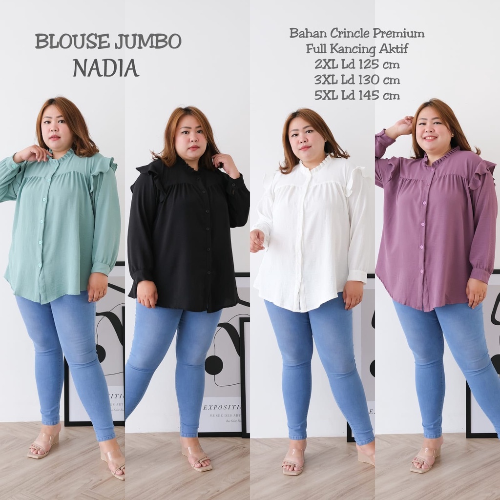 BIGCLO - (COD) Blouse Jumbo Kode BLUSKAN 5XL Baju Atasan Wanita Super Big Size