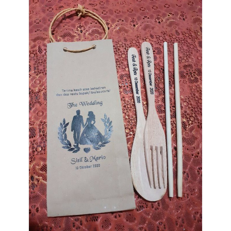 Souvenir sendok set garpu/sumpit kemas paperbag grosir