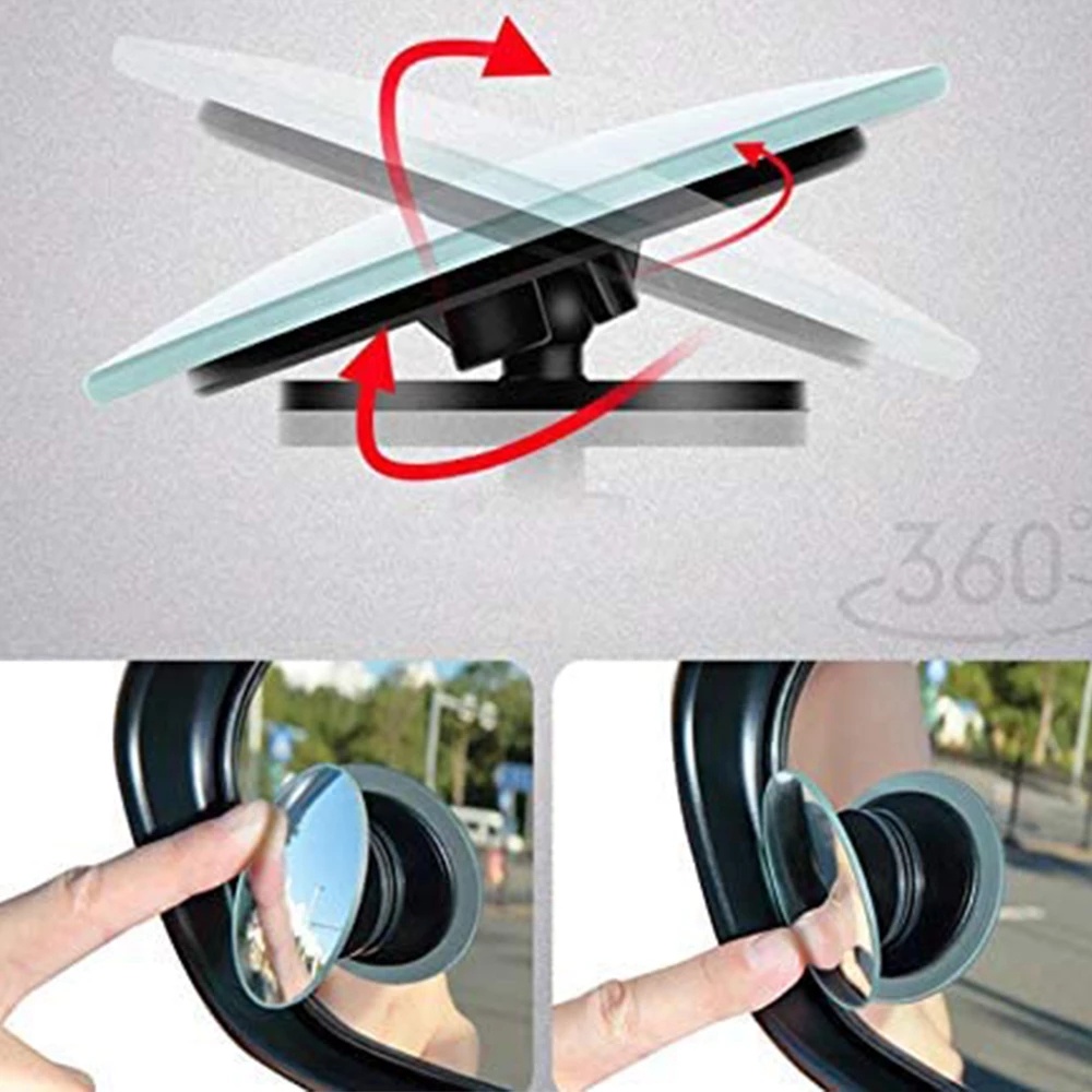 2pcs Kaca Spion Blind Spot Mobil Universal Bentuk Bulat Kecil Dapat Berputar 360 Derajat