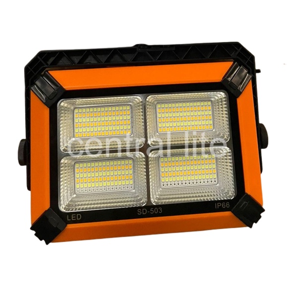 Lampu Sorot LED Portable 200 Watt Cas Listrik dan Solar Panel Surya