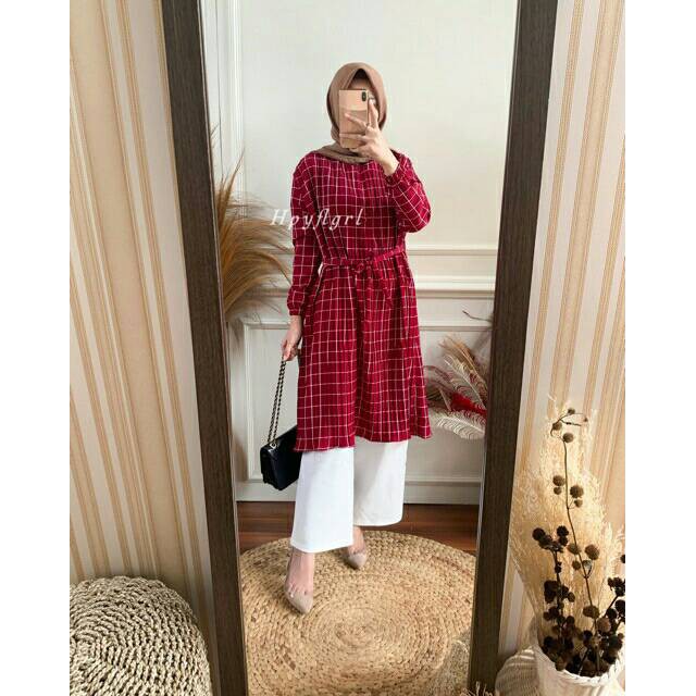 EMILLY TUNIK plisket kotak - pleated cotton tunic tali samping busui